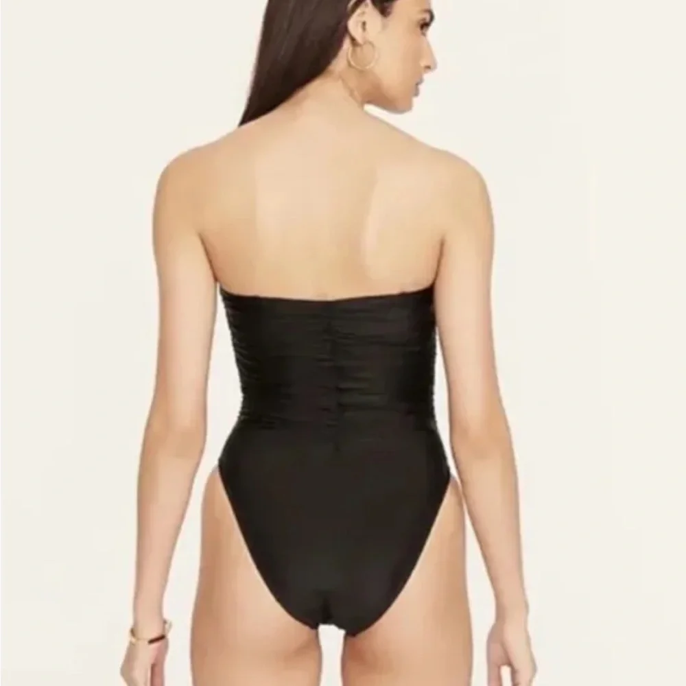 NWT J. Crew Ruched Sweetheart One-Piece Swimsuit Black Size 24 - Picture 3 of 10